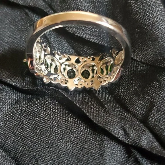 Chrome Diopside Half Eternity Band Ring in Platinum Over Sterling Silver - Picture 7 of 9